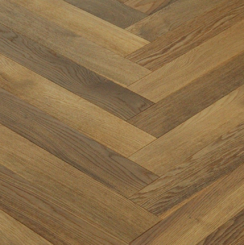 Maxi Herringbone Engineered Wood Flooring Oak Smoked Brushed Natural Oiled 150x600mm