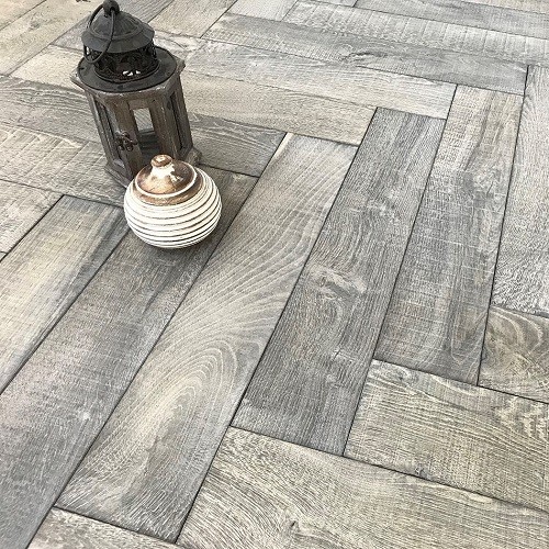 Maxi Herringbone Engineered Wood Flooring Oak Bespoke Dark Grey Brushed Saw Marked Oiled 115x600mm